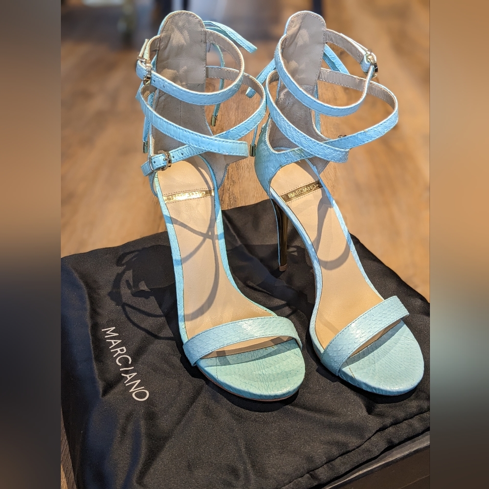 Marciano light blue size 7 Sandals 4" heel
